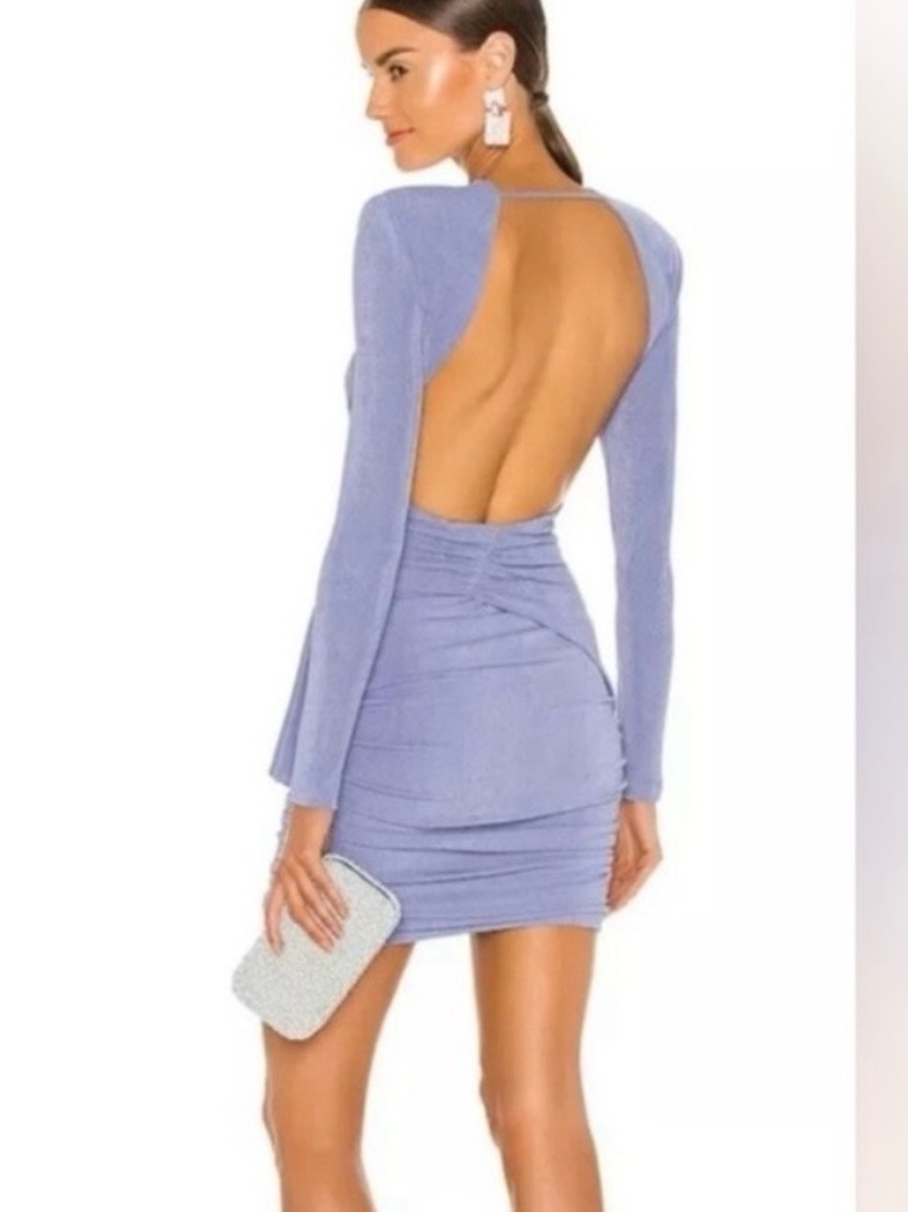 MISHA COLLECTION Lavender Backless Long-Sleeve Bodycon Dress
